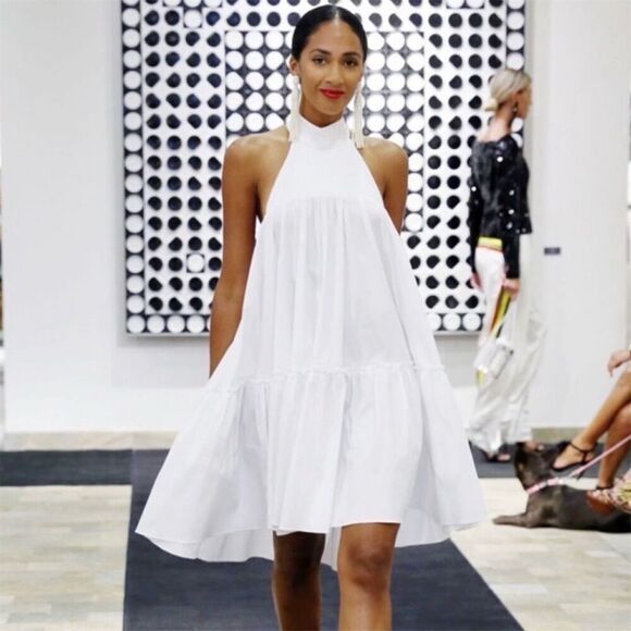 Caroline Constas White Bo Halter Mini Dress Women's Size M - Picture 2 of 16